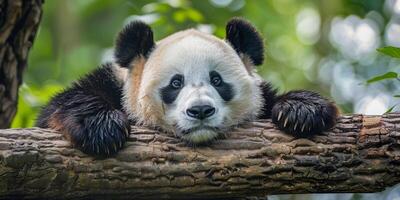 panda en el bosque salvaje naturaleza foto