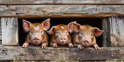 pigs in a pigsty on a farm photo