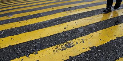 pedestrians on a zebra crossing crossing the street photo