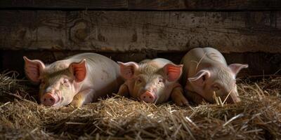 pigs in a pigsty on a farm photo