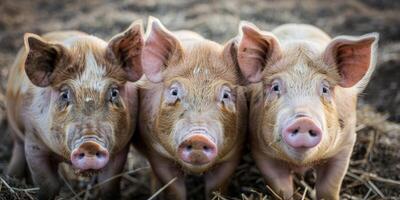 pigs in a pigsty on a farm photo