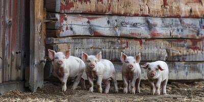 pigs in a pigsty on a farm photo