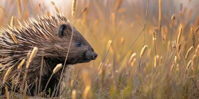 porcupine on blurred background wildlife photo