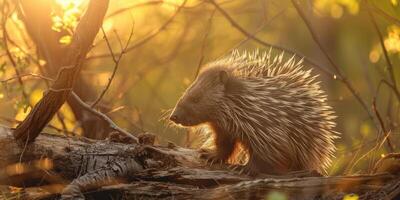 porcupine on blurred background wildlife photo