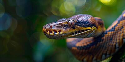 python on blurred background wild nature photo