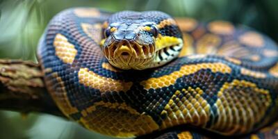 python on blurred background wild nature photo