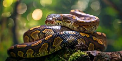 python on blurred background wild nature photo