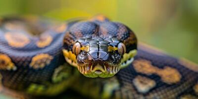 pitón en borroso antecedentes salvaje naturaleza foto