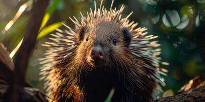 porcupine on blurred background wildlife photo