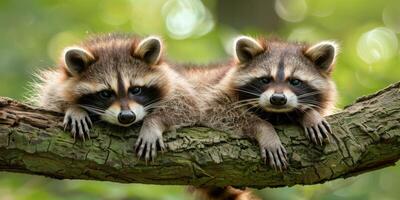 mapaches en borroso antecedentes fauna silvestre foto