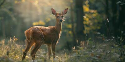 roe deer on blurred background wildlife photo