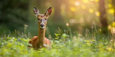 roe deer on blurred background wildlife photo