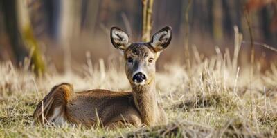 roe deer on blurred background wildlife photo