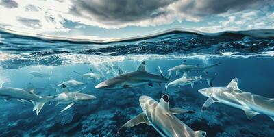 tiburón en el Oceano en el mar foto