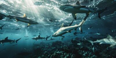 shark in the ocean in the sea photo