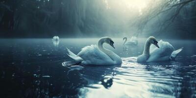 swans on the lake wildlife photo