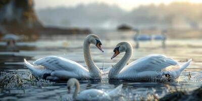 swans on the lake wildlife photo