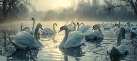 swans on the lake wildlife photo