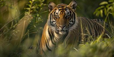 tiger on blurred background wildlife photo