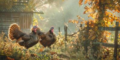 pavos en el granja foto