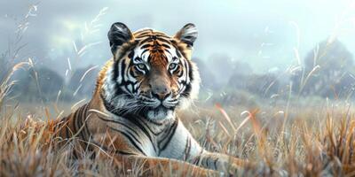 tiger on blurred background wildlife photo