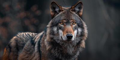 Wolf in the forest in the wild photo