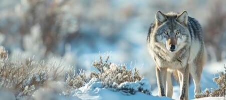 Wolf in the forest in the wild photo