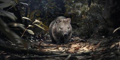wombat in the forest wildlife photo