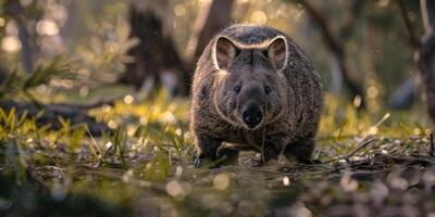 wombat in the forest wildlife photo