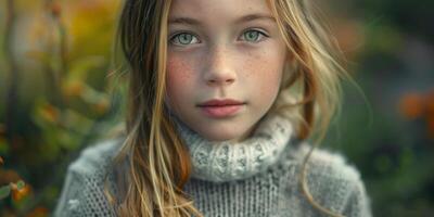 child girl in a knitted sweater photo