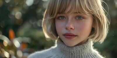 child girl in a knitted sweater photo