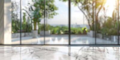 marble table on a blurred background podium photo