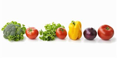 fruits and vegetables on white background photo