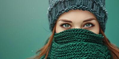 girl in a hat and scarf portrait photo