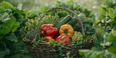 basket with vegetables in the garden photo