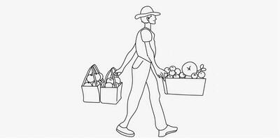 Farmer with box of vegetables illustration photo