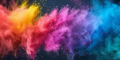 explosion of multi-colored powder on a black background photo