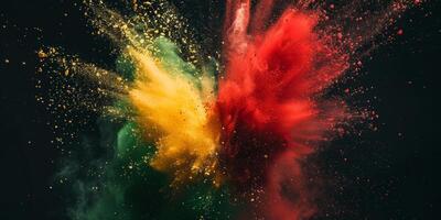 explosion of multi-colored powder on a black background photo