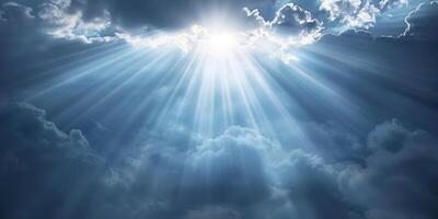 bright rays of light break through the clouds photo