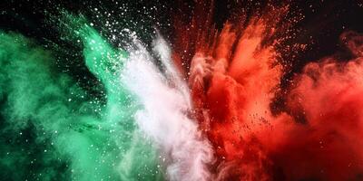 explosion of multi-colored powder on a black background photo