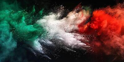 explosion of multi-colored powder on a black background photo