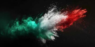 explosión de multicolor polvo en un negro antecedentes foto