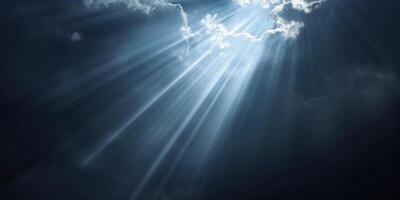 bright rays of light break through the clouds photo