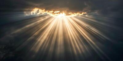 bright rays of light break through the clouds photo