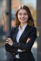 mujer de negocios en oficina retrato foto