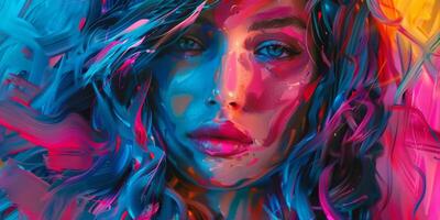 close-up portrait of a girl in watercolor photo