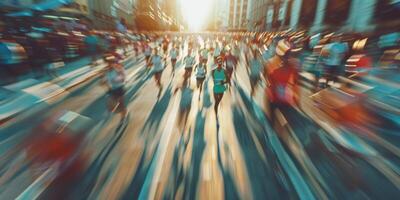 pies en zapatillas de un hombre corriendo a lo largo el camino foto