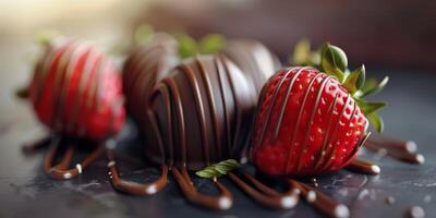 broken chocolate bar with berries photo