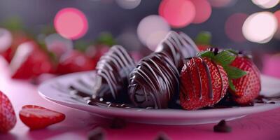 broken chocolate bar with berries photo