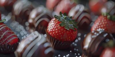 broken chocolate bar with berries photo